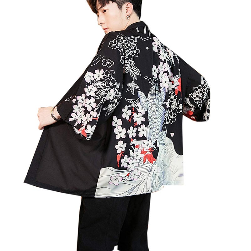 Seidarise Men's Haori Jacket Kimono Cardigan Yukata Noragi Happi Coat - Image 3